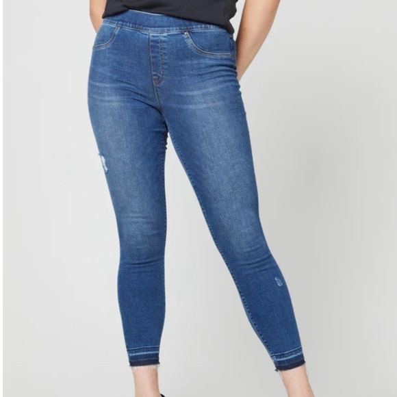 Spanx Women’s Distressed Ankle Skinny Jeans Medium Wash Blue Size Small - Picture 6 of 13